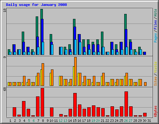 Daily usage for January 2008